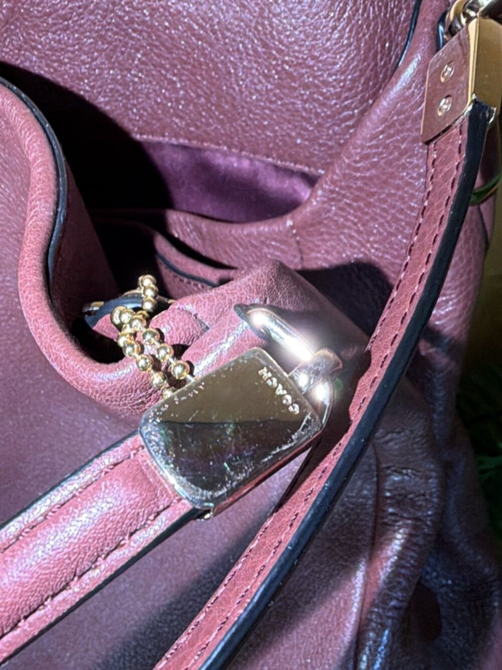 Coach Phoebe Burgundy Pebbled Leather Shoulder Bag | Classic Hobo Purse Like New - Picture 3 of 11